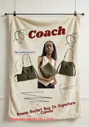 Coach Rowan Bucket Bag Print Flannel Throw Blanket for Sofa C116